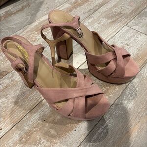 Elegant Pink Suede Heels
